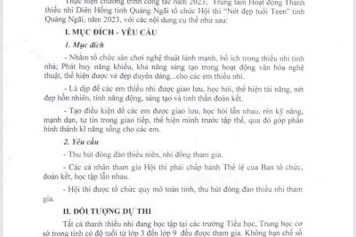KẾ HOẠCH TỔ CHỨC HỘI THI: “NÉT ĐẸP TUỔI TEEN” TỈNH QUẢNG NGÃI NĂM 2023